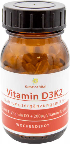 Vitamin D3K2 Kapseln | 60 Kapseln á 5.600 I.E. D3 + 200 µg K2