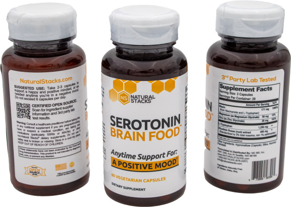 Natural Stacks™ Brain Food | Serotonin | 60 Kapseln