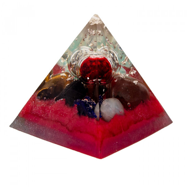 Yamsaro Organ-Pyramide | Milz | Carneol, Heliotrop, Mondstein, Rosenquarz, Gold