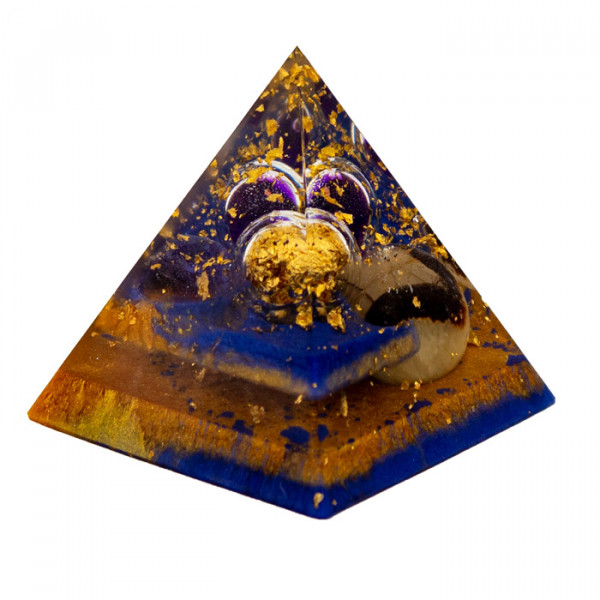 Yamsaro Organ-Pyramide | Gehirn | Ametrin, Septarie Gelb, Sternachat, Berrit, Coelestin, Gold