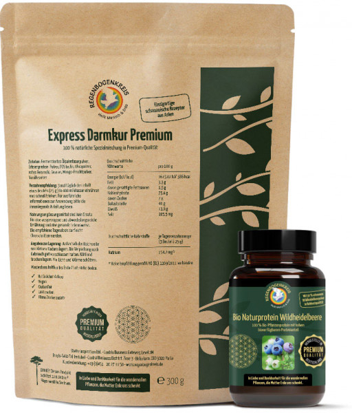 Express Darmkur Premium, Darmreinigungsset mit Darmkur inkl. Bio Naturprotein Wildheidelbeere