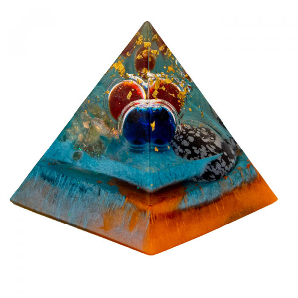 Yamsaro Organ-Pyramide | Wurmfortsatz | Citrin, Schneeflockenobsidian, Gold