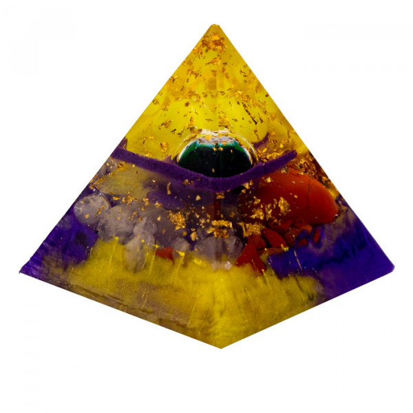 Yamsaro Organ-Pyramide | Speichel | Rosenquarz, roter Jaspis, Gold