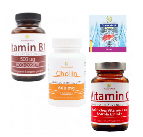 Leber-Set: Vitamin B12, Vitamin C, Cholin + Leber Organ-CD